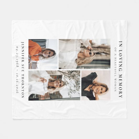 Minimalistische fotocollage in liefdevol geheugen fleece deken (Voorkant (Horizontaal))