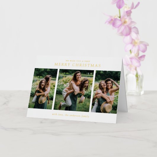 Minimalistische fotocollage moderne kerst folie feestdagenkaart (Orchidee)