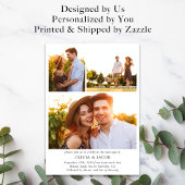 Minimalistische fotocollage QR-code bruiloft Kaart