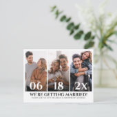 Minimalistische Fotocollage Save the Date-ansichtk Briefkaart (Staand voorkant)