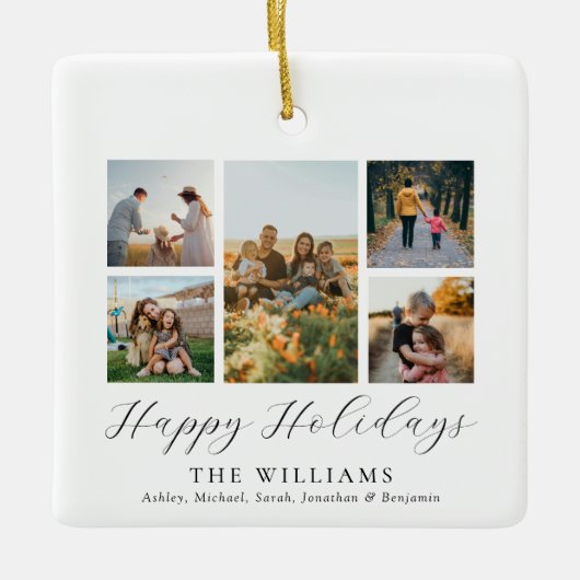 Minimalistische fotocollage van de scriptfamilie keramisch ornament (Voorkant)