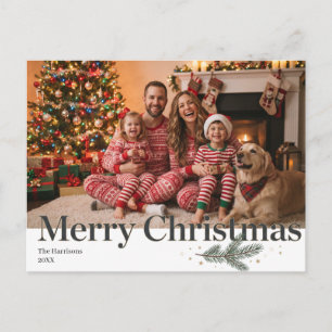 Minimalistische fotodesign met Merry Christmas-tek Feestdagenkaart