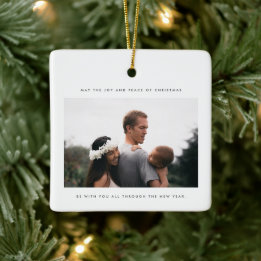 Minimalistische fotograaf en kerstvrede keramisch ornament