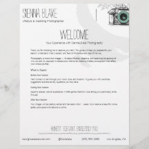 Minimalistische fotograaf welkomstpakket sjabloon
