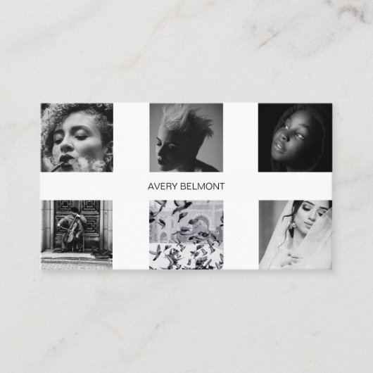 Minimalistische fotografie collage gepersonaliseer visitekaartje (Voorkant)