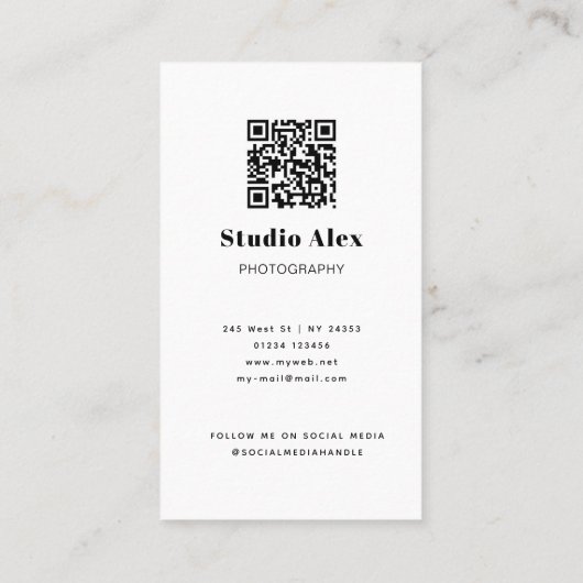 Minimalistische fotografie | eenvoudig en modern visitekaartje (Achterkant)