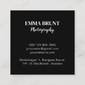 Minimalistische fotografie, modern en professionee vierkante visitekaartje (Achterkant)