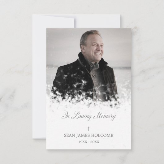 Minimalistische Fotoherdenkingsdienst Dierbaren Notitiekaartje (Voorkant)