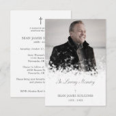 Minimalistische Fotoherdenkingsdienst Dierbaren Notitiekaartje (Voorkant / Achterkant)