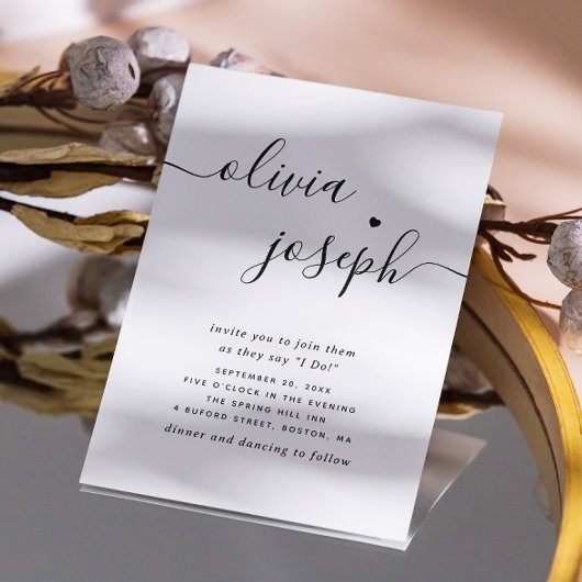 Minimalistische fotohuwelijks Script + QR-code det Kaart