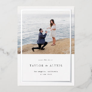 Minimalistische fotokaart met kader Save the Date Folie Uitnodiging