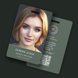 Minimalistische fotokaart met QR-code voor werknem Badge
