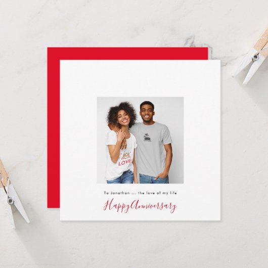 Minimalistische fotonaam Partner Custom Jubileum Kaart (Voorkant / Achterkant in situ)