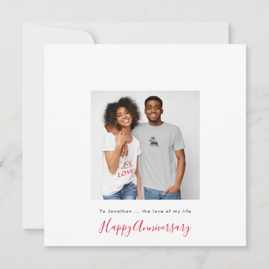 Minimalistische fotonaam Partner Custom Jubileum Kaart (Voorkant)