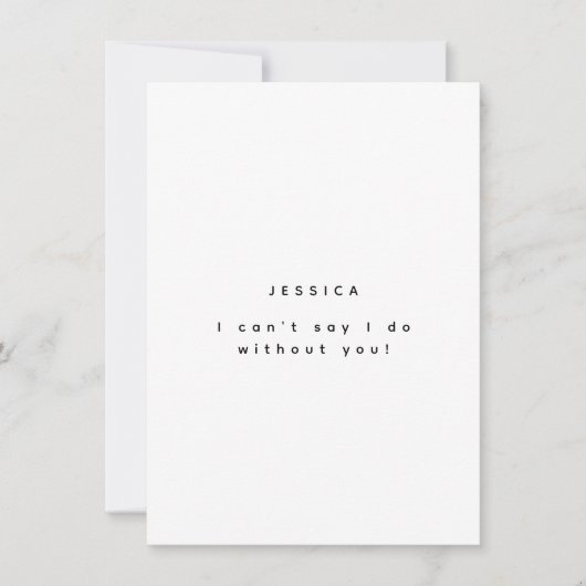 Minimalistische Fotopropositie voor Bruidsmeisje Kaart (Voorkant)