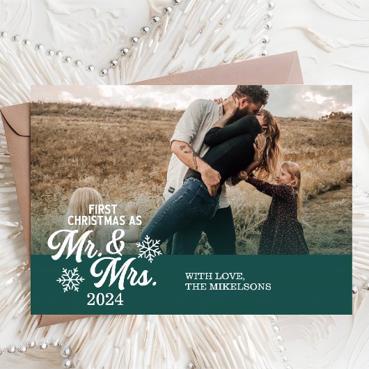 Minimalistische foto's Eerste kerst als meneer en  Feestdagenkaart