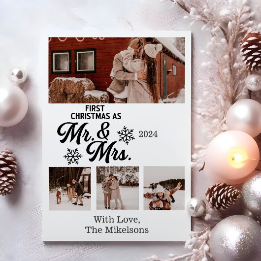 Minimalistische foto's Eerste kerst als meneer en  Feestdagenkaart