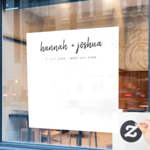 Minimalistische foto's op eenvoudige bruiloft op e raamsticker