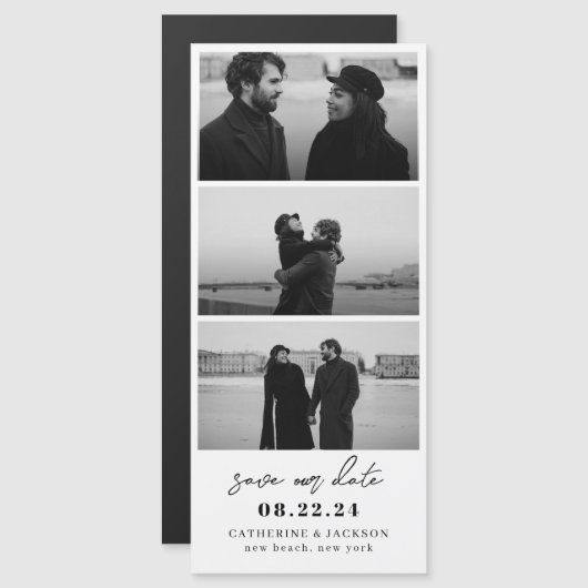 Minimalistische Fotostrip Trouwen Save the Date (Voorkant / Achterkant)
