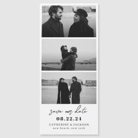 Minimalistische Fotostrip Trouwen Save the Date (Voorkant)