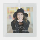 Minimalistische fototheu | Zus Glas Ornament (Voorkant)