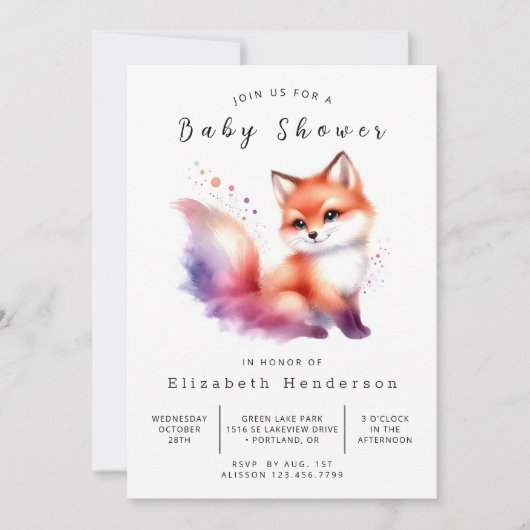Minimalistische Fox Design Fox Baby shower Kaart (Voorkant)