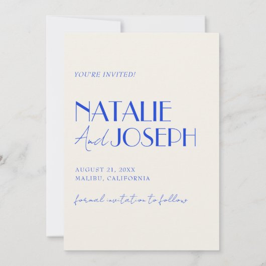 Minimalistische Franse grillige heldere retro brui Save The Date (Achterkant)