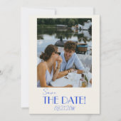Minimalistische Franse grillige retro foto bruilof Save The Date (Voorkant)