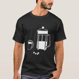 Minimalistische Franse pers koffie illustratie T-shirt