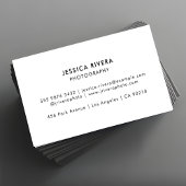 Minimalistische freelance fotograaf Contact Kaart Visitekaartje