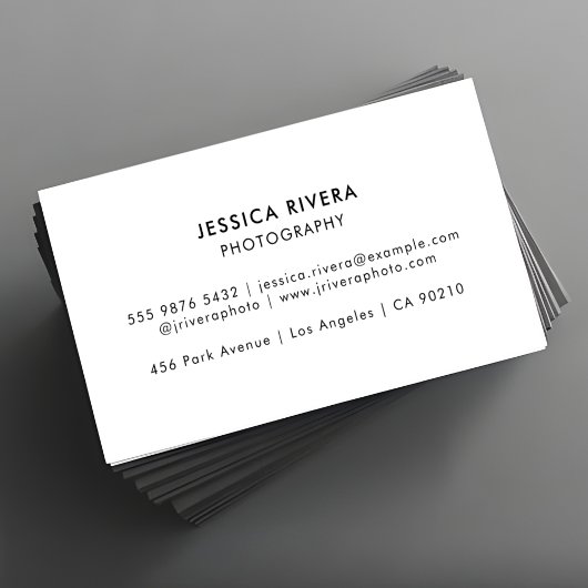 Minimalistische freelance fotograaf Contact Kaart Visitekaartje