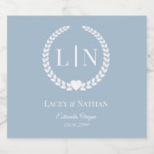 Minimalistische Frosted Blue Monogram Initialen Sparkling Wijnetiket (Enkel label)