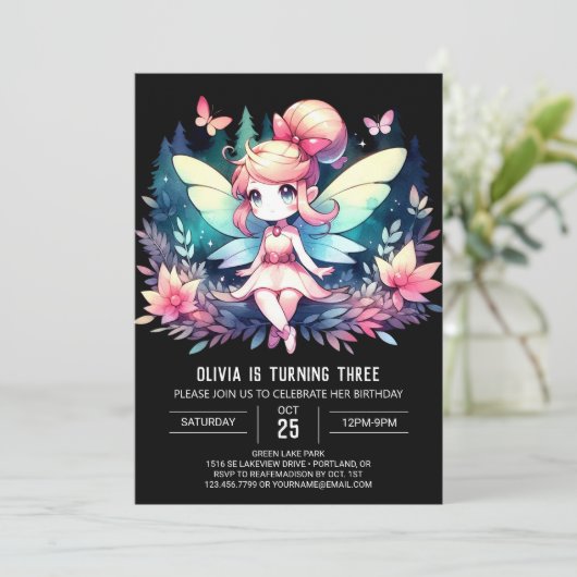 Minimalistische Fun Fairy Verjaardag Kaart (Staand voorkant)