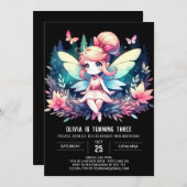 Minimalistische Fun Fairy Verjaardag Kaart (Voorkant / Achterkant)