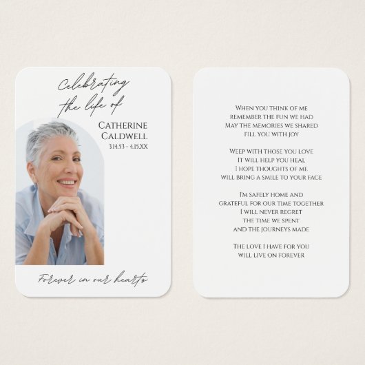 Minimalistische Funeral Arch Fotogebed Kaart (Voorkant /achterkant)