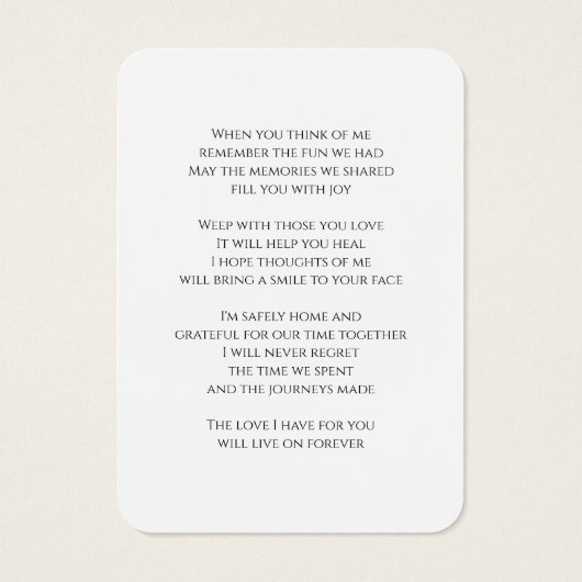 Minimalistische Funeral Arch Fotogebed Kaart (Achterkant)