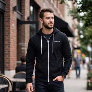 Minimalistische FUSION Ritssluiting Hoodie | Zwart