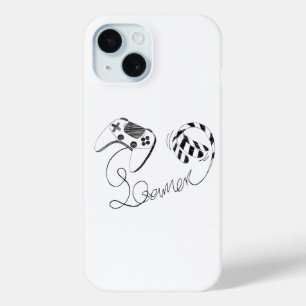 Minimalistische gamer kat lijnkunst - Controller k iPhone 15 Case