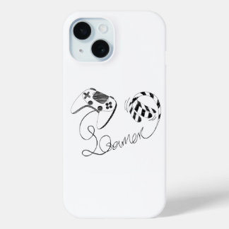 Minimalistische gamer kat lijnkunst - Controller k iPhone 15 Case