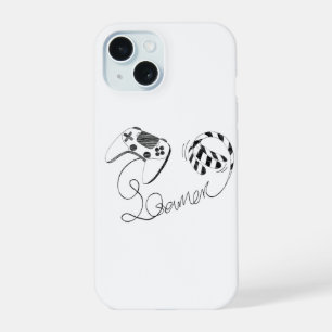 Minimalistische gamer kat lijnkunst - Controller k iPhone 15 Case