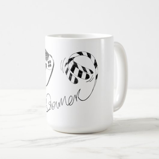 Minimalistische gamer kat lijnkunst - Controller k Koffiemok (Voorkant rechts)