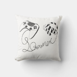Minimalistische gamer kat lijnkunst - Controller k Kussen