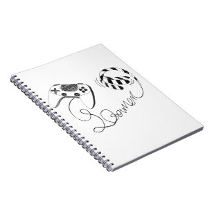 Minimalistische gamer kat lijnkunst - Controller k Notitieboek