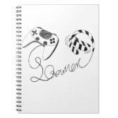 Minimalistische gamer kat lijnkunst - Controller k Notitieboek (Voorkant)