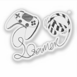 Minimalistische gamer kat lijnkunst - Controller k Sticker