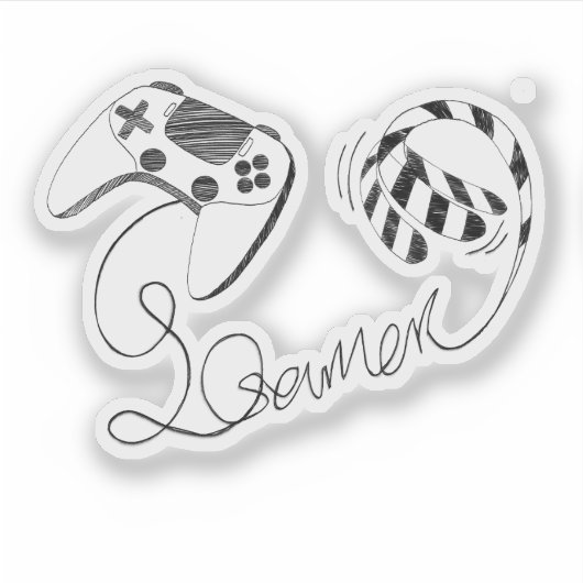 Minimalistische gamer kat lijnkunst - Controller k Sticker (Voorkant)