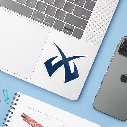 Minimalistische Gaming Letter X Monogram Sticker (Laptop met iPhone)