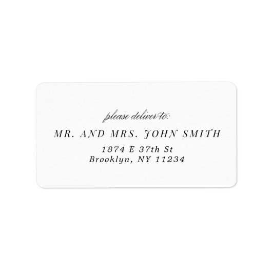 Minimalistische gastadressering, adresetiketten etiket (Voorkant)