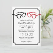 Minimalistische Gay Bruiloft Twee glazen Classic I Kaart (Staand voorkant)