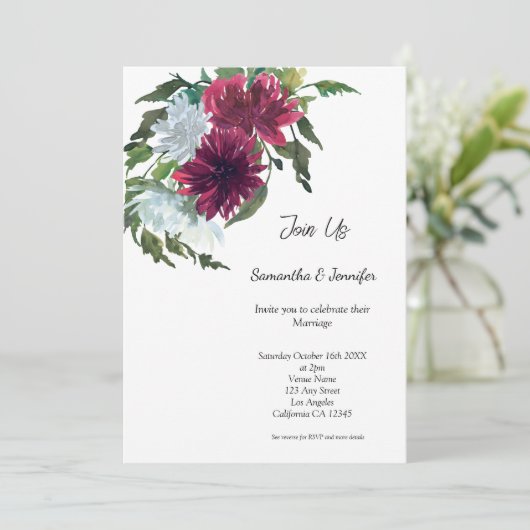 Minimalistische Gay LGBGQ QR Code Bloemen Bruiloft Kaart (Staand voorkant)